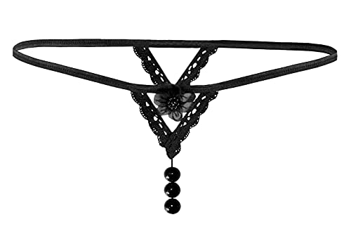 Sohimary 433 Mujer Mini String Tanga Encaje Perla XS S M 34 36 38 40 Negro