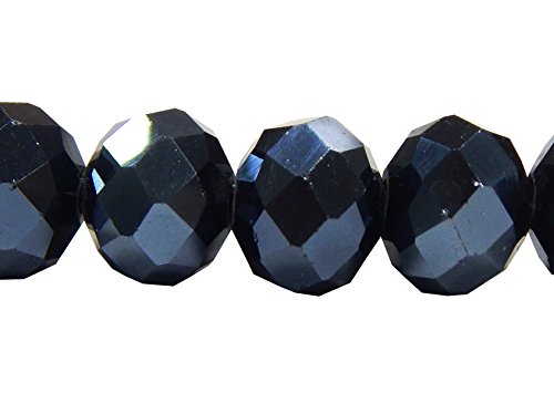 Cuentas checas de cristal de Bohemia facetadas y redondas, tamaños de 4/6/8/10 mm, colores a elegir, negro metalizado, 4 x 3 mm