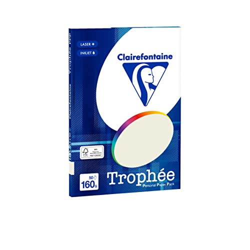 Clairefontaine 4168C - Papel TROPHÉE -Personal Paper Pack - A4 de 160gr 50 Hojas Gris Perla