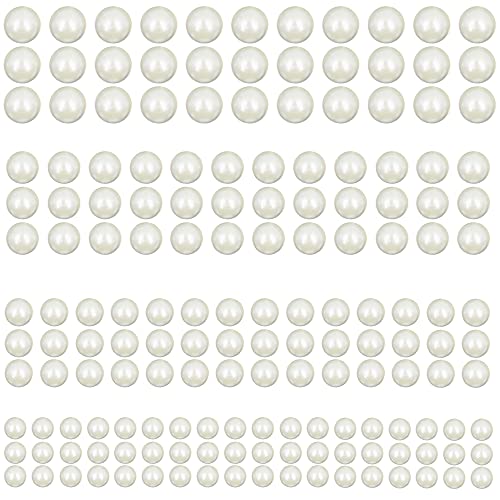 DaKuan - 1320 pegatinas de perlas, 4 tamaños de perlas blancas con parte trasera plana para la cara, belleza, maquillaje, teléfono celular, manualidades, decoración del hogar (3 mm, 4 mm, 5 mm, 6 mm)
